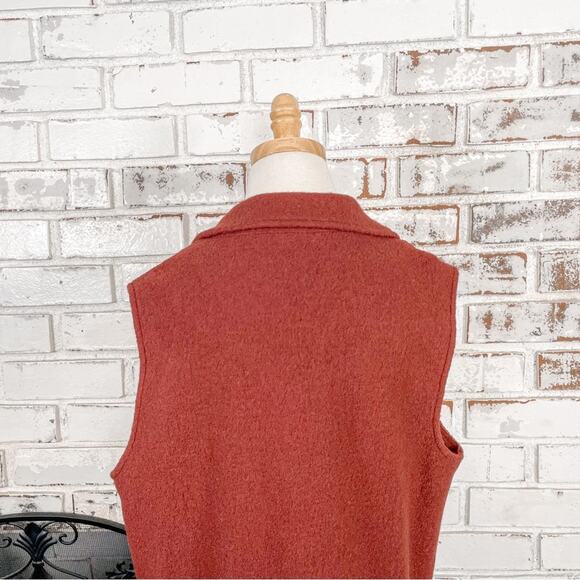 Cynthia Rowley Rust Burnt Orange Wool Blend Longline Duster Trench Vest M - Picture 5 of 10